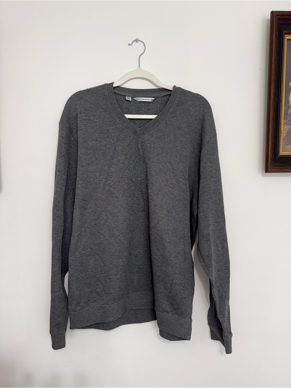 Cutter & Buck Men's V-Neck Sweater in Charcoal Gray